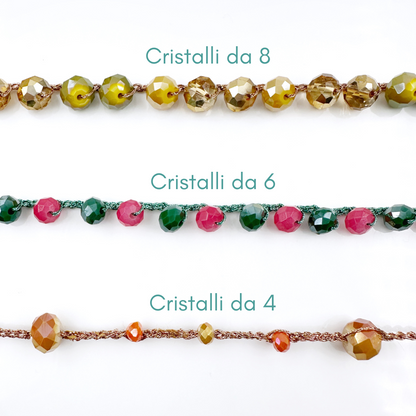 Collana Amélie lunga uncinetto con cristalli senza chiusura oro