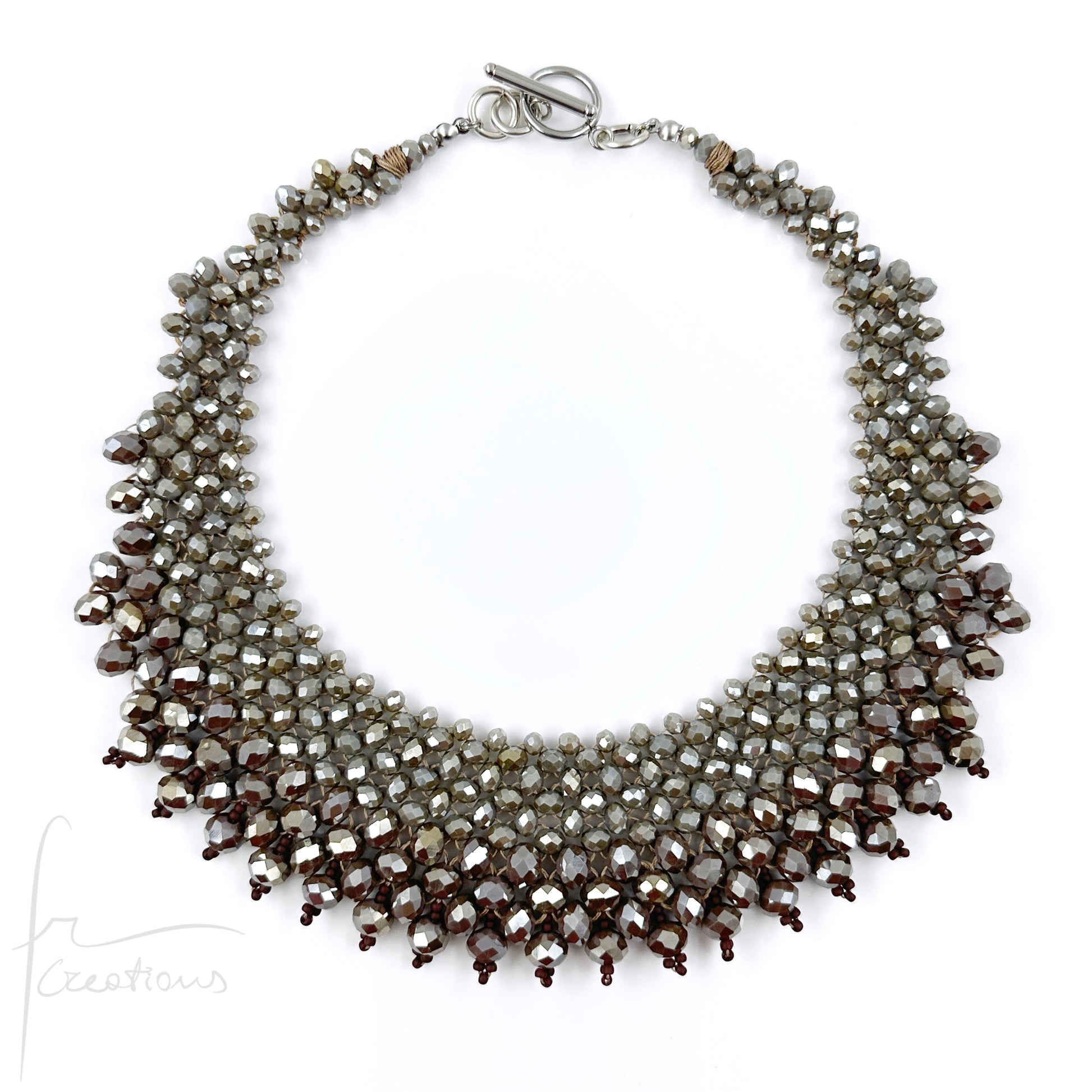 Collana Girocollo Alexandra in tessitura con cristalli Brown e Chocolate