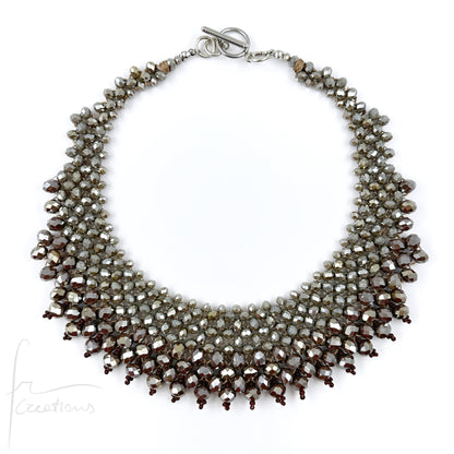 Collana Girocollo Alexandra in tessitura con cristalli Brown e Chocolate