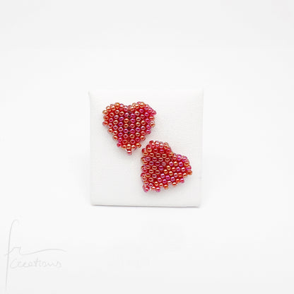 Orecchini Cuore a lobo con perline in vetro e perno in acciaio inox Maxi