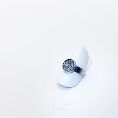 Anello chevalier regolabile in acciaio con Cristalli Austriaci Originali White Ice