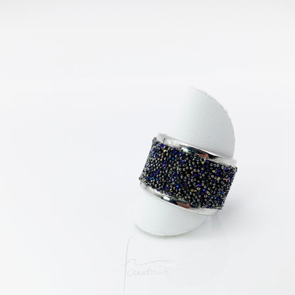 Anello a fascia regolabile placcato argento con Cristalli di Swarovski Originali Night Sky