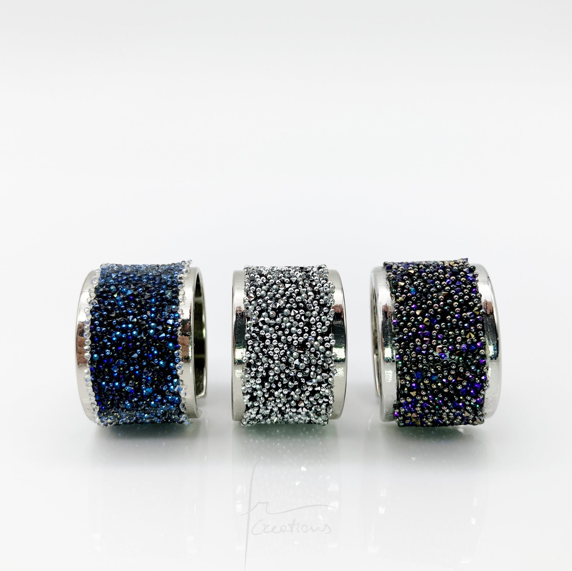 Anelli a fascia regolabile placcati argento con Cristalli di Swarovski tutti i colori