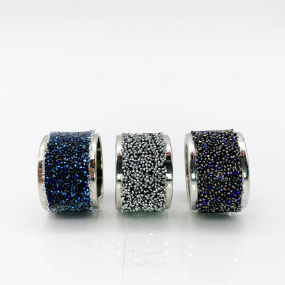 Anelli a fascia regolabile placcati argento con Cristalli di Swarovski tutti i colori