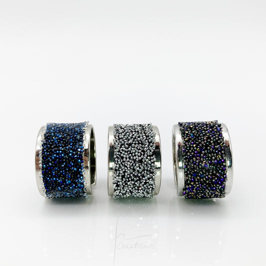 Anelli a fascia regolabile placcati argento con Cristalli di Swarovski tutti i colori