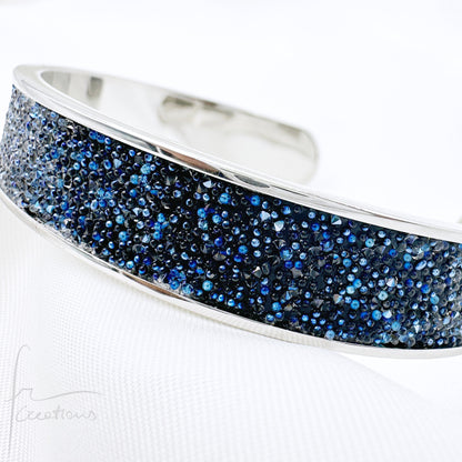 Bracciale a fascia Rigido in acciaio inox impreziosito con Cristali di Swarovski