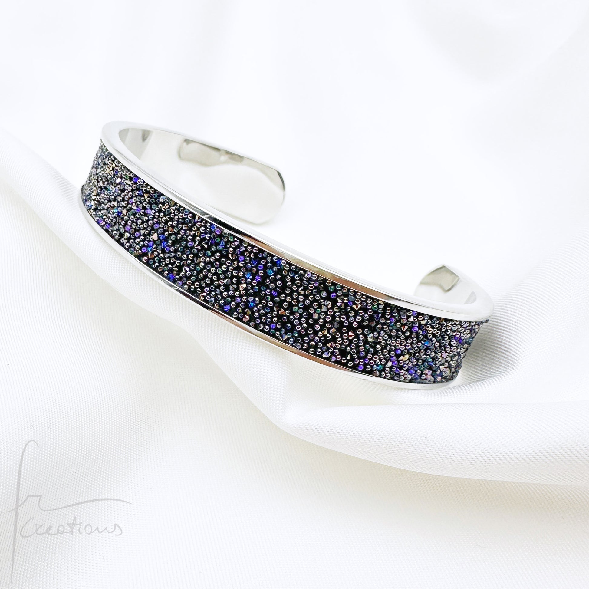 Bracciale a fascia Rigido in acciaio inox e Cristali Austriaci Originali