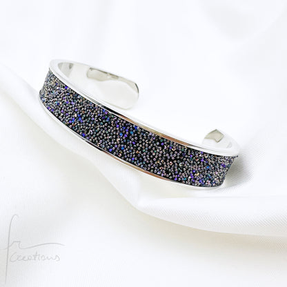 Bracciale a fascia Rigido in acciaio inox impreziosito con Cristali di Swarovski
