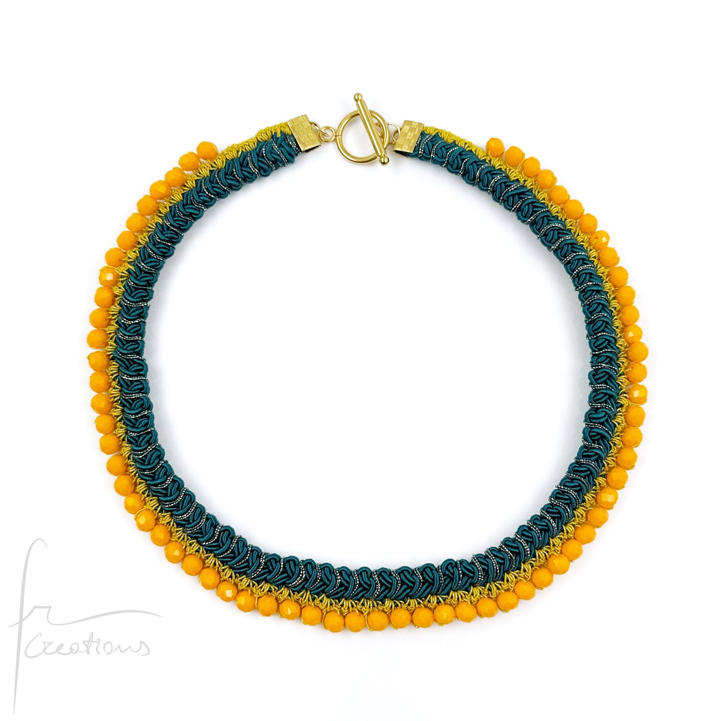 Collana girocollo SUN all'uncinetto con cristalli