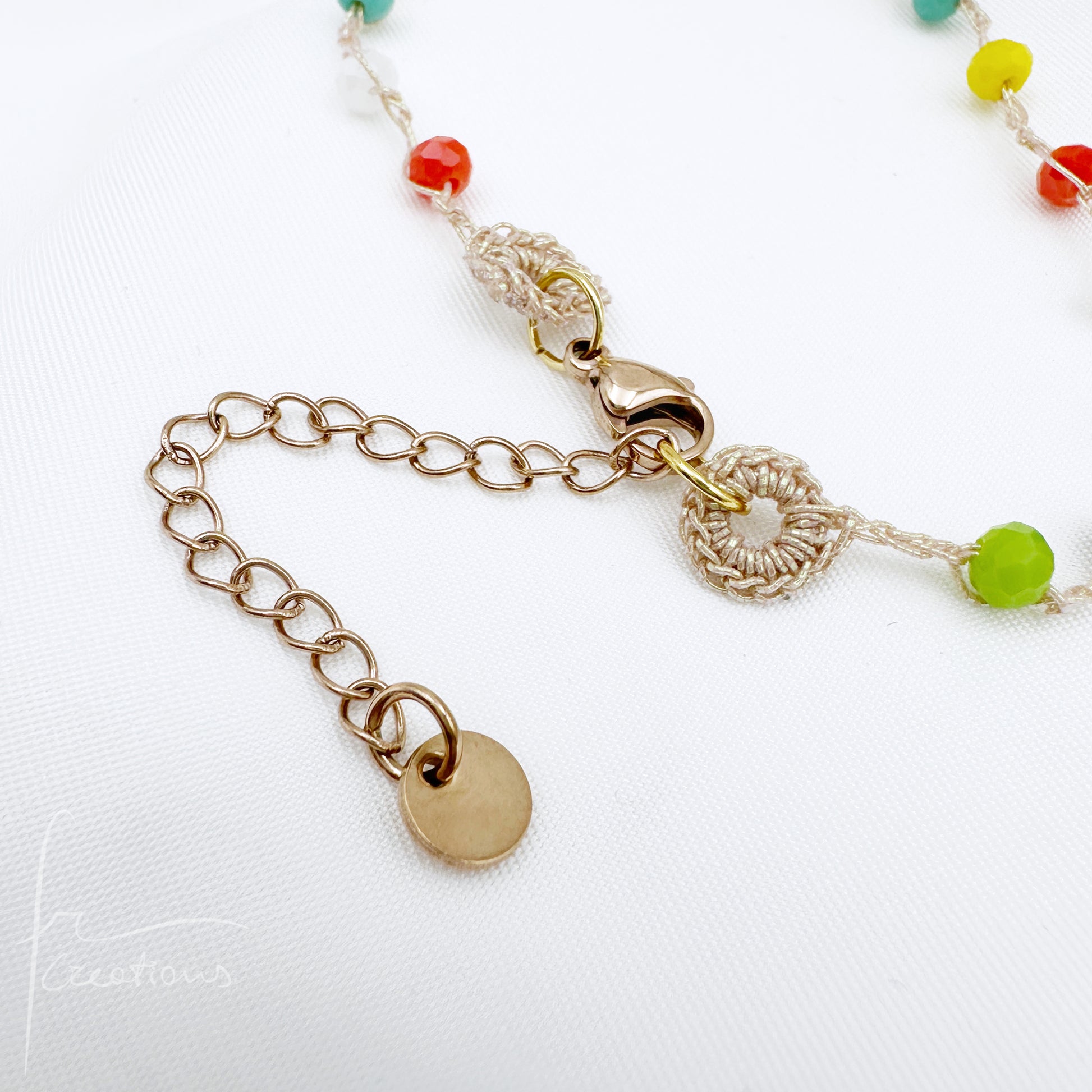 Collana girocollo  e Bracciale Rainbow Summer Limited Edition multicolore all'uncinetto con Mini Cristalli 