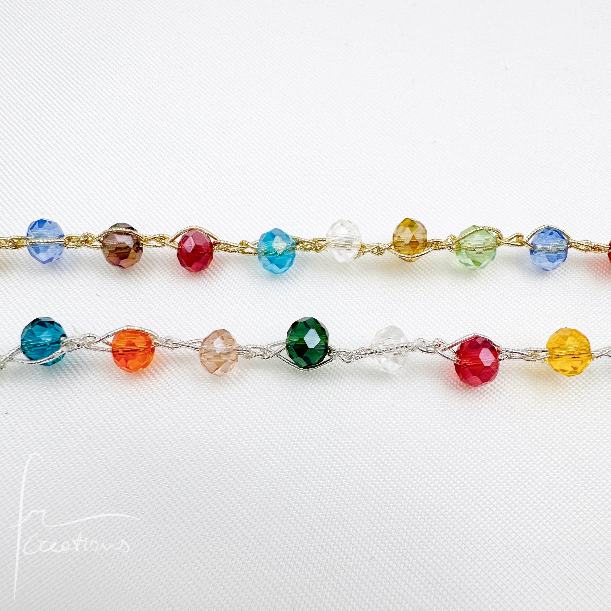 Bracciale Rainbow multicolore all'uncinetto con Mini Cristalli