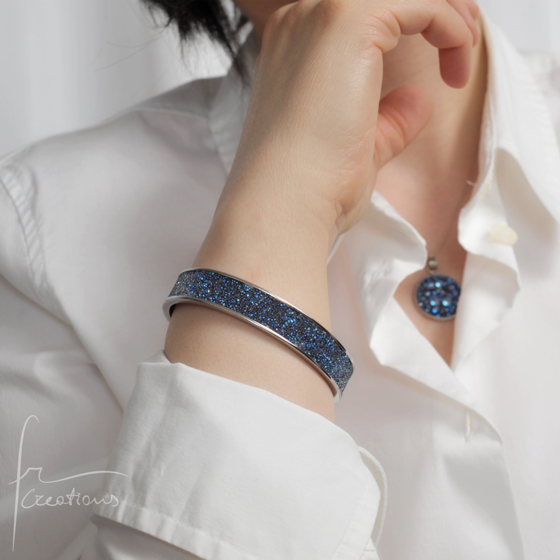 Bracciale Rigido a Fascia, Collana con Pendente con Cristalli Austriaci Originali