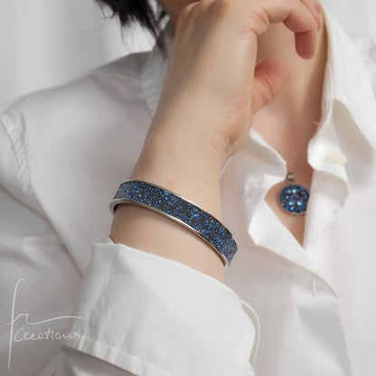 Bracciale a fascia Rigido in acciaio inox impreziosito con Cristali di Swarovski