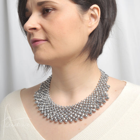 Collana Girocollo Alexandra tessitura con cristalli Alexandra Silver