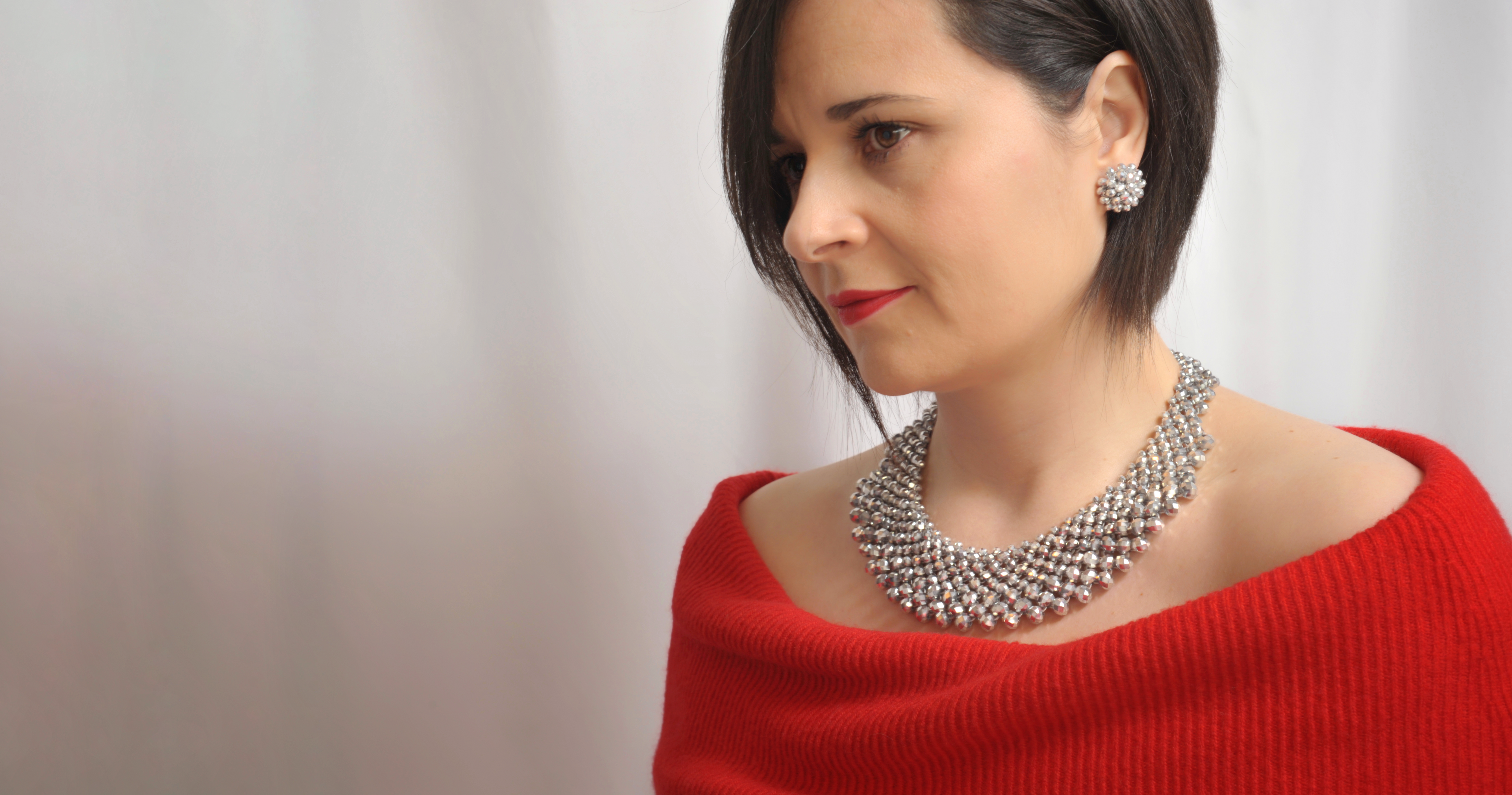 Collana girocollo Alexandra Transparent Silver con Orecchini Aila