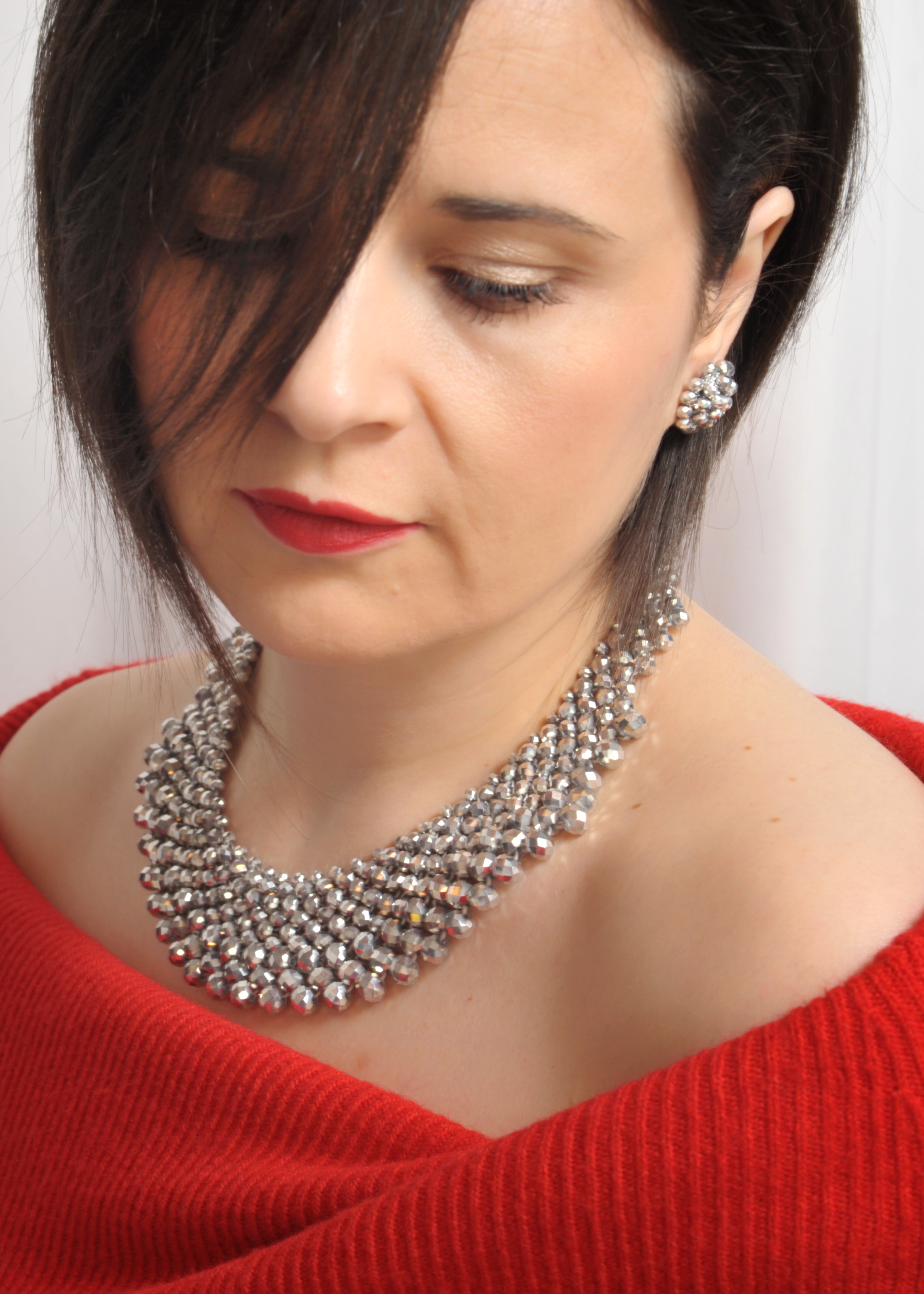 Collana girocollo Alexandra Transparent Silver con Orecchini Aila