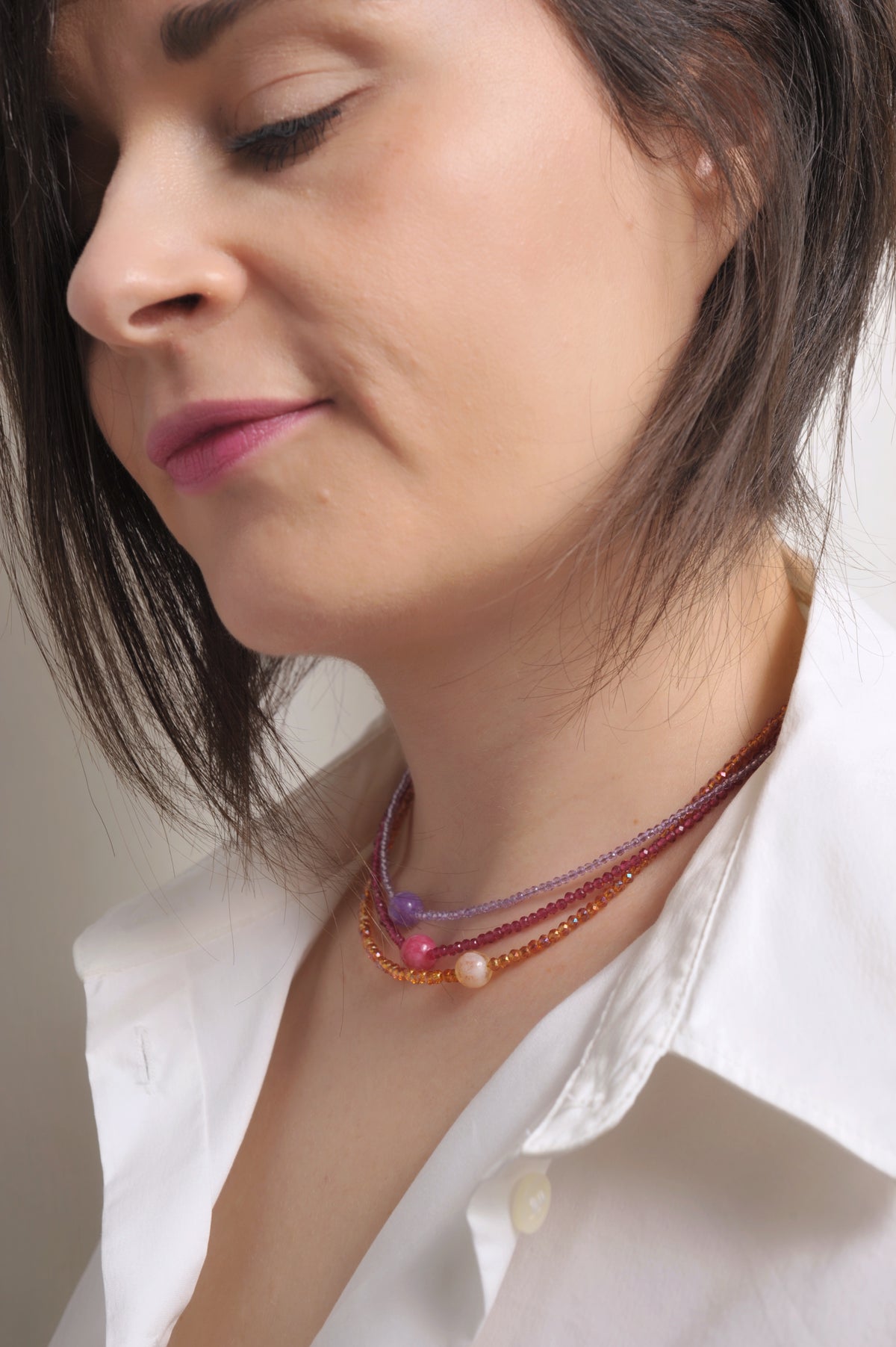 Collana Girocollo Astra con Cubic Zirconia e Pietre Naturali