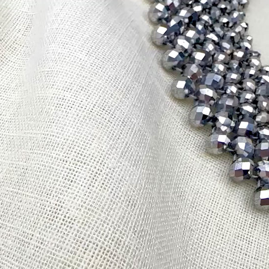 Collana Girocollo Alexandra tessitura con cristalli Silver