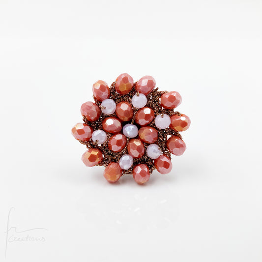 Anello fiore all'uncinetto con cristalli Blumen