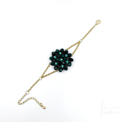 Bracciale fiore all'uncinetto con cristalli Blumen
