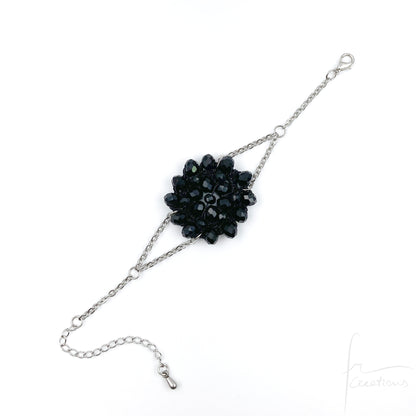Bracciale fiore all'uncinetto con cristalli Blumen