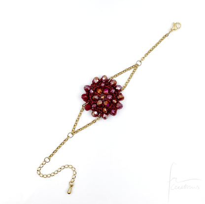Bracciale fiore all'uncinetto con cristalli Blumen