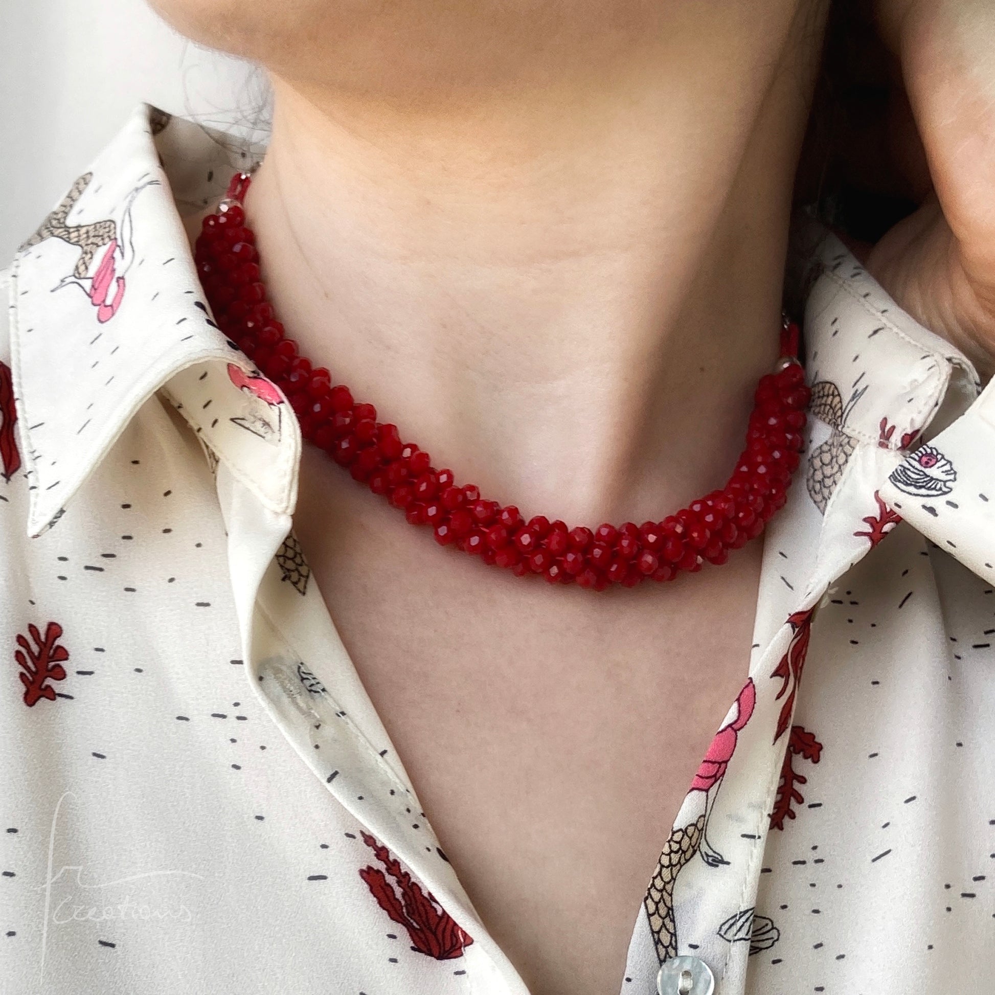 Collane girocollo Snake intrecciate a mano con cristalli rosso