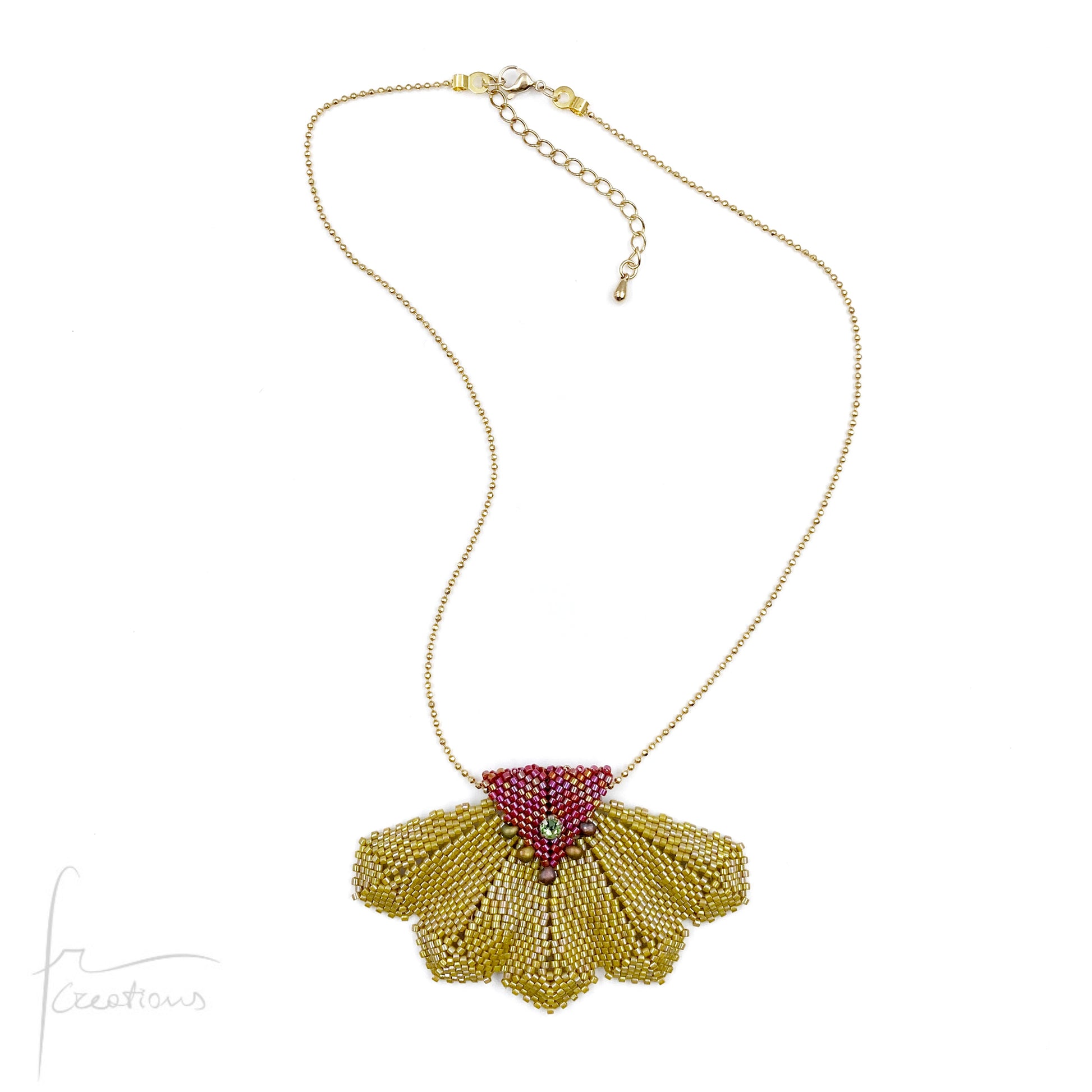 Collana pendente fiore tessitura con perline e Cristallo Austriaco Originale