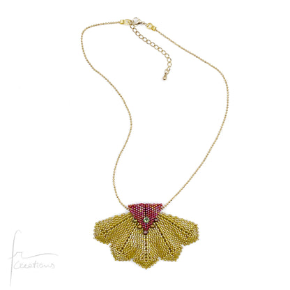 Collana pendente fiore tessitura con perline e Cristallo Austriaco Originale