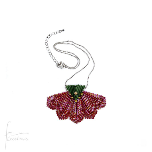 Collana pendente fiore tessitura con perline e Cristallo Austriaco Originale